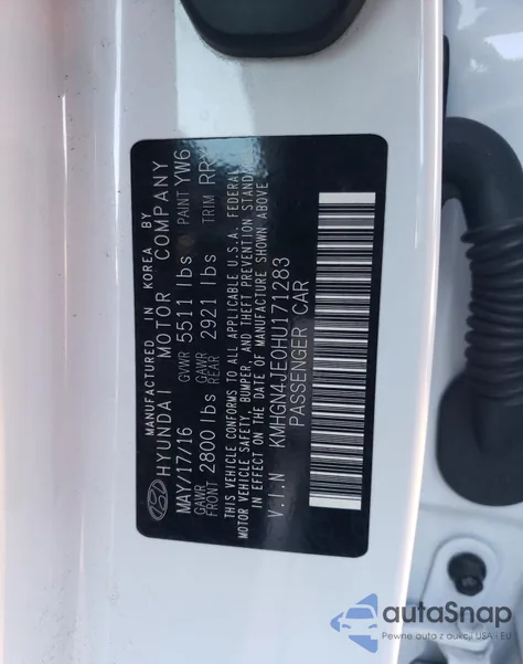 2017 Genesis G80 Base from USA, damaged, VIN KMHGN4JE0HU171283